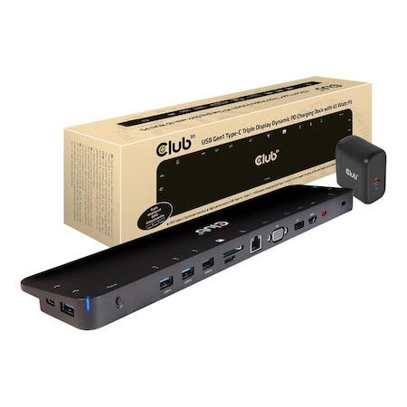 Club 3D B.V USB-C Triple Display Dock with 65 watt PS CSV-1564W65